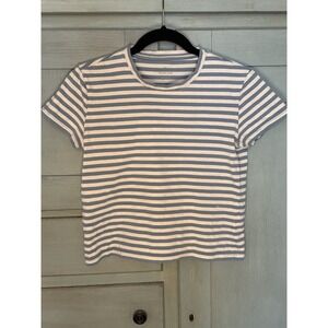 Everlane Women's Boxy Shirt Size XXS 100% Organic Cotton Blue & White Stripes